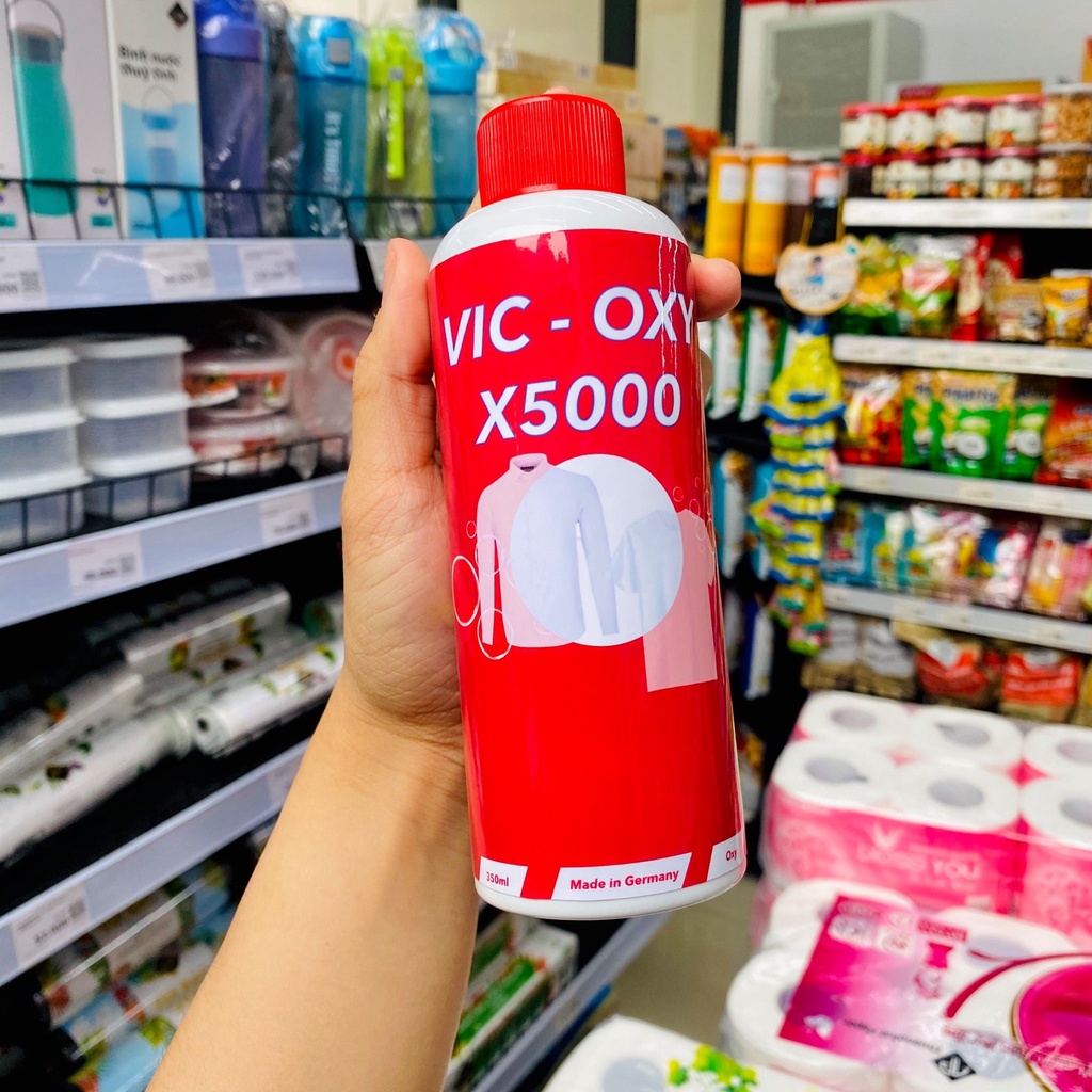 Nước tẩy trắng quần áo Vic oxy X5000 không hại da tay, phai màu quần áo, dày dép