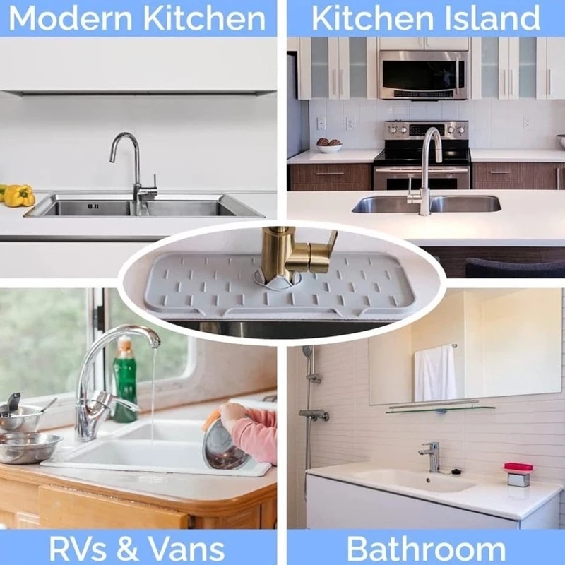 Tấm Silicone Gắn Vòi Nước Bồn Rửa Chén Nhà Bếp Tiện Lợi