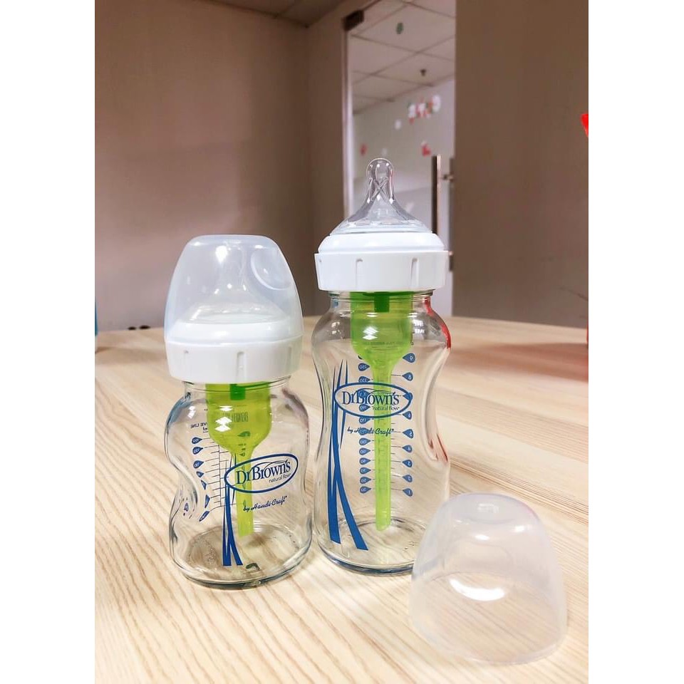 Bình sữa Dr.Brown's Thủy tinh cổ thường Option 120-250ml cổ rộng 150-270ml