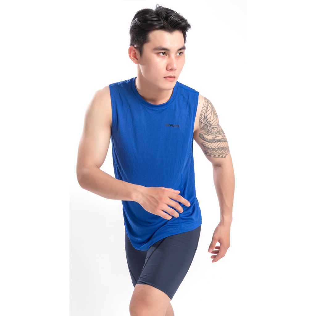 Áo thể thao nam sát nách TSLA DEVOPS form rộng dạng lưới thoáng khí thấm hút tốt tập gym work out Tank top DEH1035