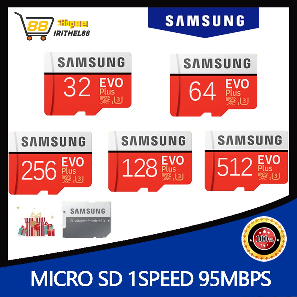 Thẻ Nhớ Microsd Tf Samsung Evo Plus 32g 64g 128gb 256gb 512gb Class10 U3