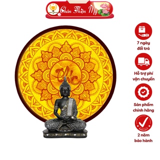 Đèn hào quang mandala chữ phúc in tranh trúc chỉ chân thiện mỹ, trang trí bàn thờ gia tiên, treo tượng phật tc-hq-137