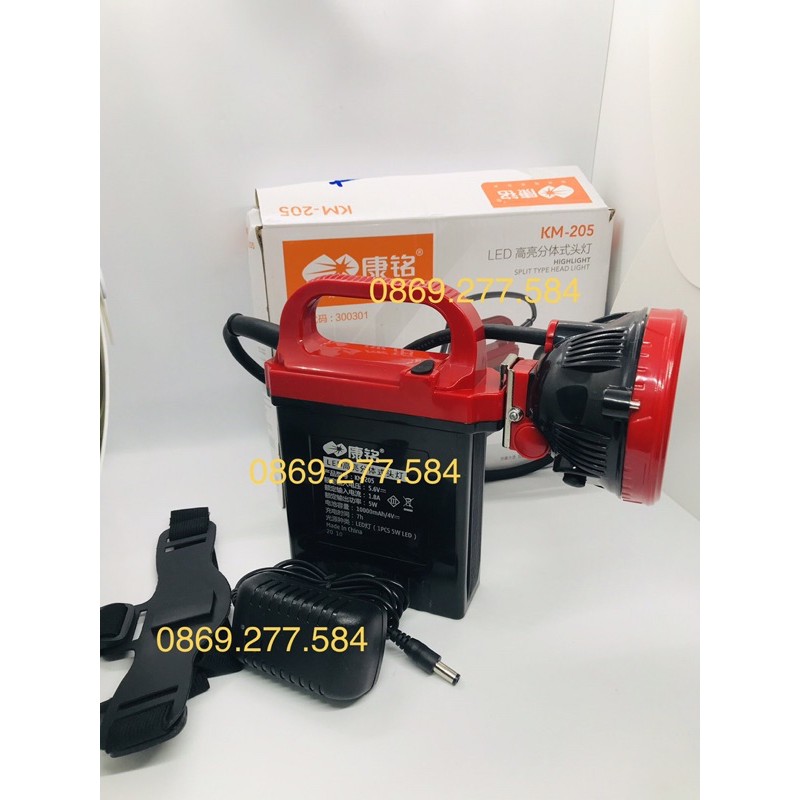 Đèn pin đội đầu siêu sáng Pin Khủng  KM205 40 giờ sáng đèn pin rời