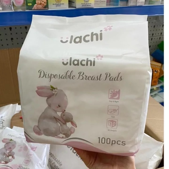 Túi 100 miếng lót thấm sữa Ulachi cao cấp siêu mỏng siêu thấm cho bà mẹ mới sinh