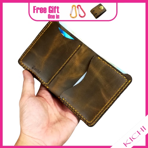 Ví nam da bò, bóp ví nam mẫu đứng mini da thật handmade - VN21934