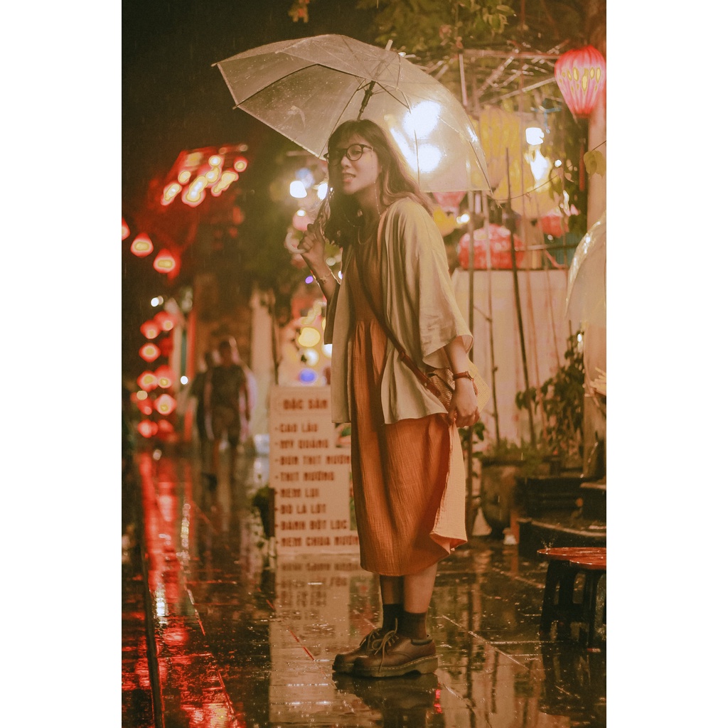 Váy Babydoll Vintage Xòe Rộng Tay Ngắn Cổ Tròn Tối Giản Xô Muslin Vui Hè Mát Nhẹ Nhàng