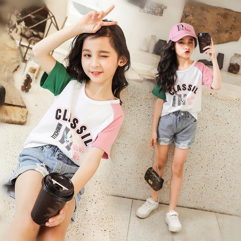 Áo Thun Mùa Hè Tay Ngắn Phong Cách Phương Tây Thời Trang Mới 2022 Dành Cho Bé Gái Trung Niên