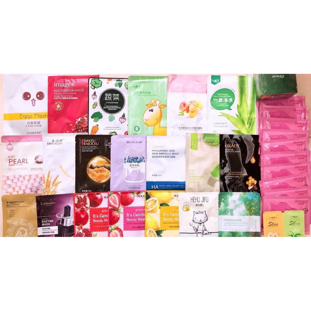 Sét 50 miếng mặt nạ nội địa trung dưỡng trắng, cấp ẩm, dưỡng da, se khít lỗ chân lông | BigBuy360 - bigbuy360.vn