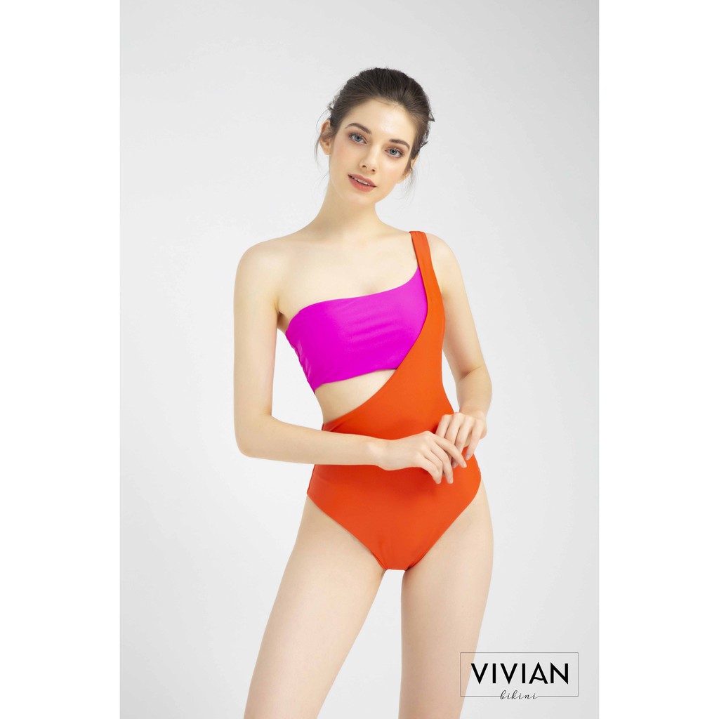 Quần bơi lẻ VIVIAN BIKINI kiểu lệch vai cover cách điệu - Cam-VS138_OR