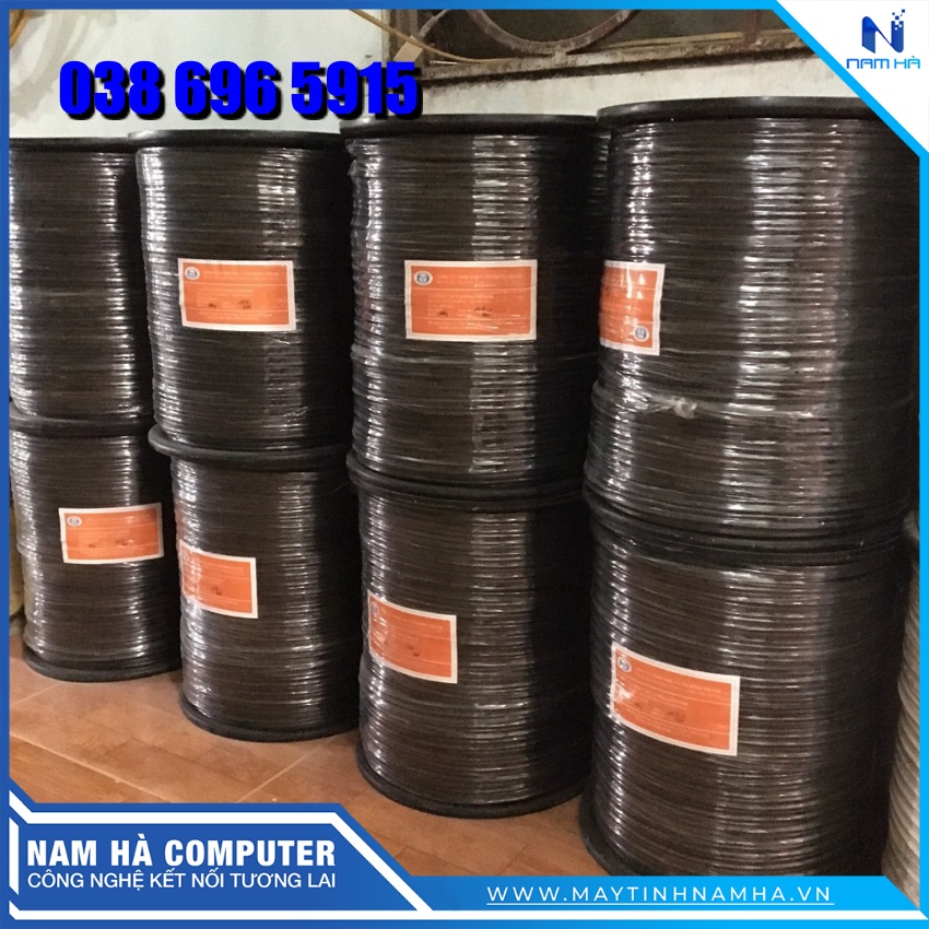 Dây Mạng 4 Lõi Liền Nguồn TAESUNG Lõi Đồng Có Dầu Chống Ẩm, Băng Nhôm Chống Nhiễu Dùng Cho Camera IP cuộn 305M