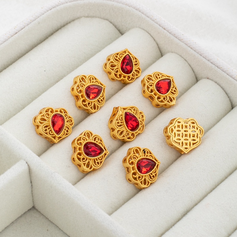 Hạt Xỏ Lỗ Bằng Đồng Mạ Vàng 18K diy Làm Trang Sức Thủ Công