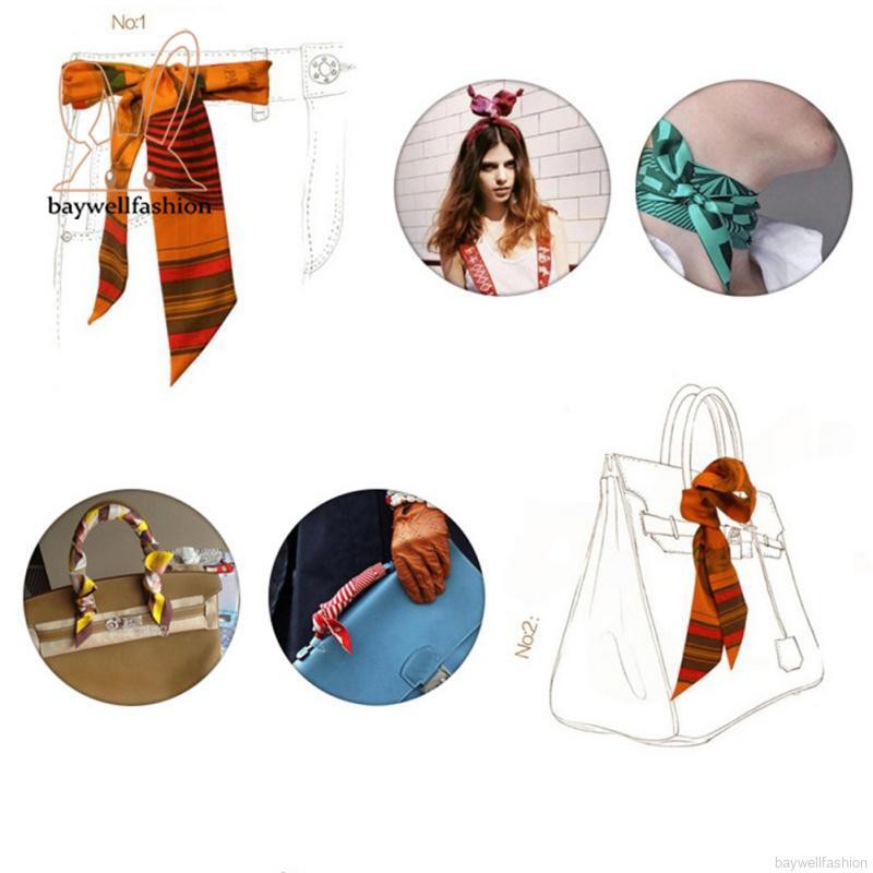 New Fashion Tie Bag Handle Scarves Women Small Ribbon Decorative Scarf Lady Hair Band Multi-use Map Way Scarves