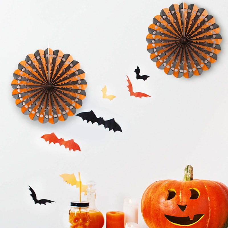 Quạt Giấy Hình Đầu Lâu / Ma Trang Trí Halloween