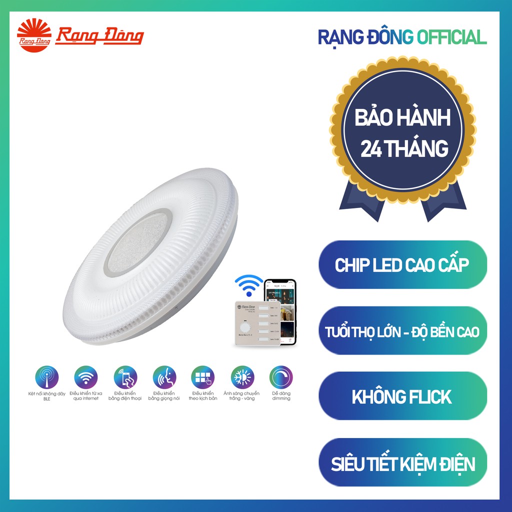 Đèn LED ốp trần điều khiển từ xa bằng Bluetooth/Wi-Fi Rạng Đông model LN21.BLE 500/40W