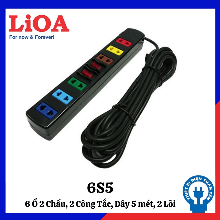 Ổ cắm điện LIOA, 4 lỗ 6 lỗ 10 lỗ, có công tắc, ~2000W - 3300W, dây dài 3m/5m( TUẤN YẾN)