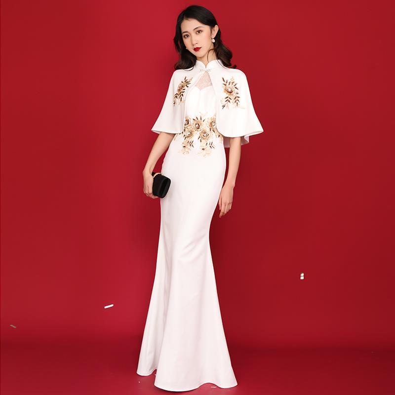 H-v (Cần Chuẩn Bị Chụp Ảnh Váy Sườn Xám Đuôi Cá Màu Trắng Cao Cấp Riêng Biệt 2 Đặt Hàng Năm Có Thể Được Giao Hàng) Cá Nhân Hóa Dự Tiệc Tối Cao Cấp Quyến Rũ Cho Nữ