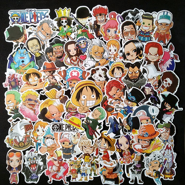 Miếng dán Sticker anime One Piece - Đảo hải tặc trọn bộ 100 hình - In rõ ràng sắc nét khó tróc