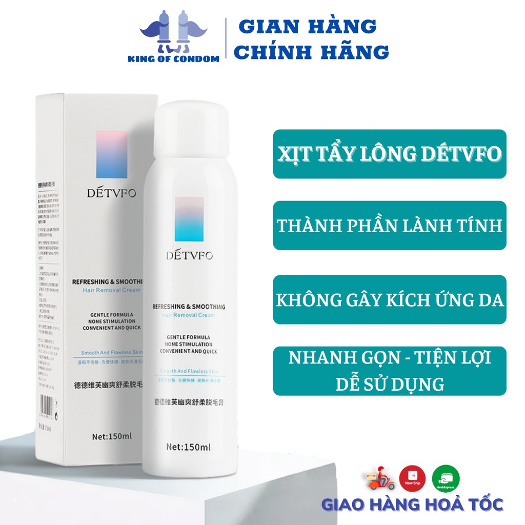 [Chính hãng] Xịt tẩy lông DETFVO KHÔNG ĐAU RÁT lành tính, dịu nhẹ - Kem tẩy lông nách, tay, chân, lưng dạng xịt 150ml
