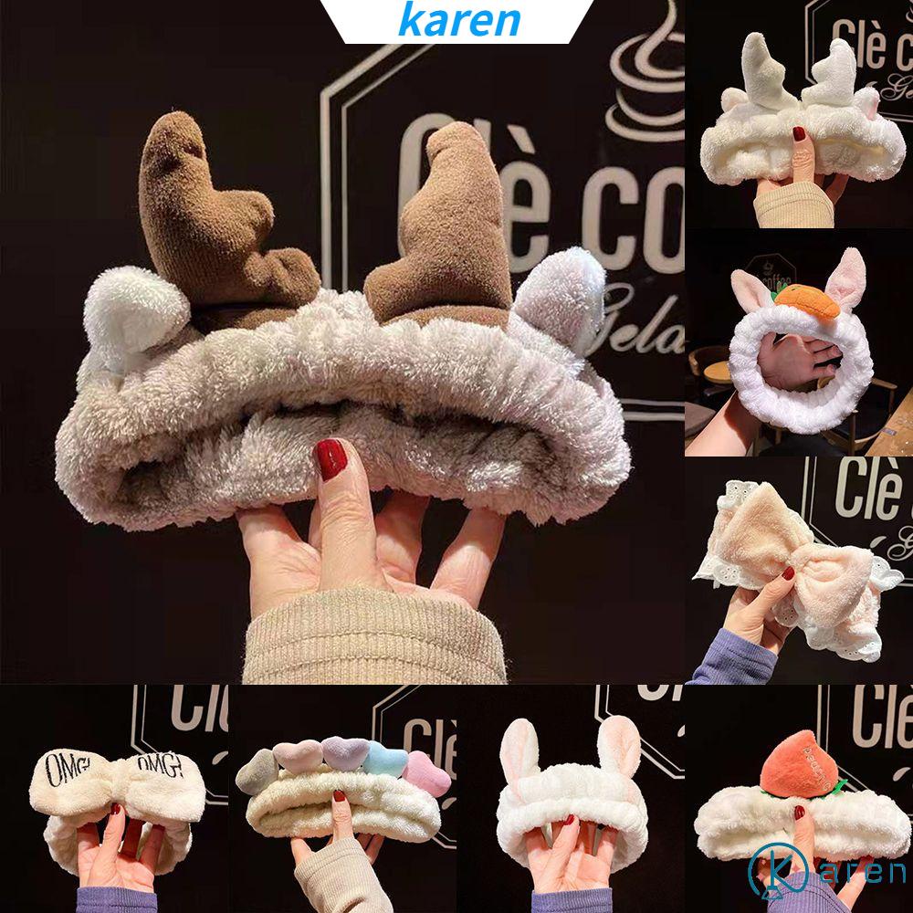 Băng đô cài tóc rửa mặt phủ lông co giãn chống trượt kiểu Hàn Quốc cho bạn gái