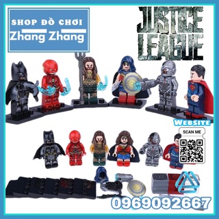 Đồ chơi Xếp hình Jutice League Bathero - Flash - Aquaman - Wonder Woman - Cyborg - Superman Minifigures Decool 0282 0287