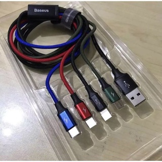 Dây sạc 4 đầu baseus, cáp sạc nhanh 3 in 1 iphone micro usb type c baseus
