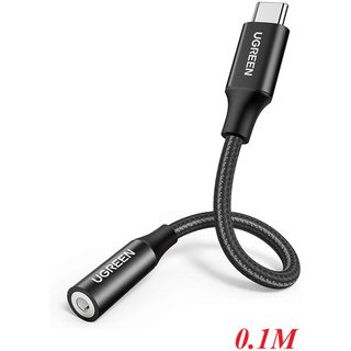 Ugreen 70858 0.1m dây dù đầu bọc nhôm màu đen cáp chuyển usb type c sang 3.5mm av142