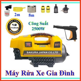 [Chính Hãng] Máy rửa xe Sakura 2500W, 100% dây đồng, có tự hút, tặng kèm bình bọt