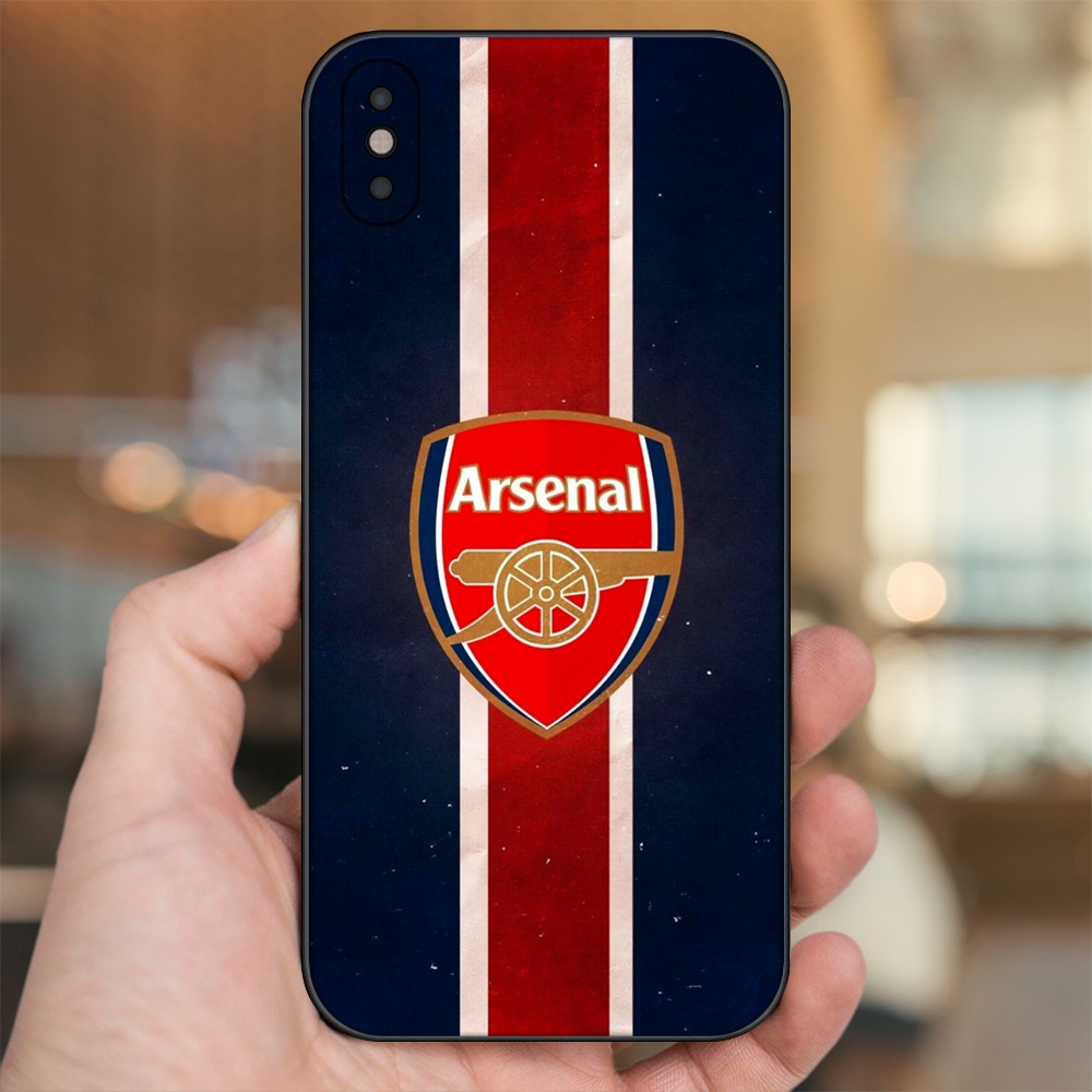 Ốp lưng iPhone Xs Max dẻo đen cạnh vuông in hình Arsenal FC