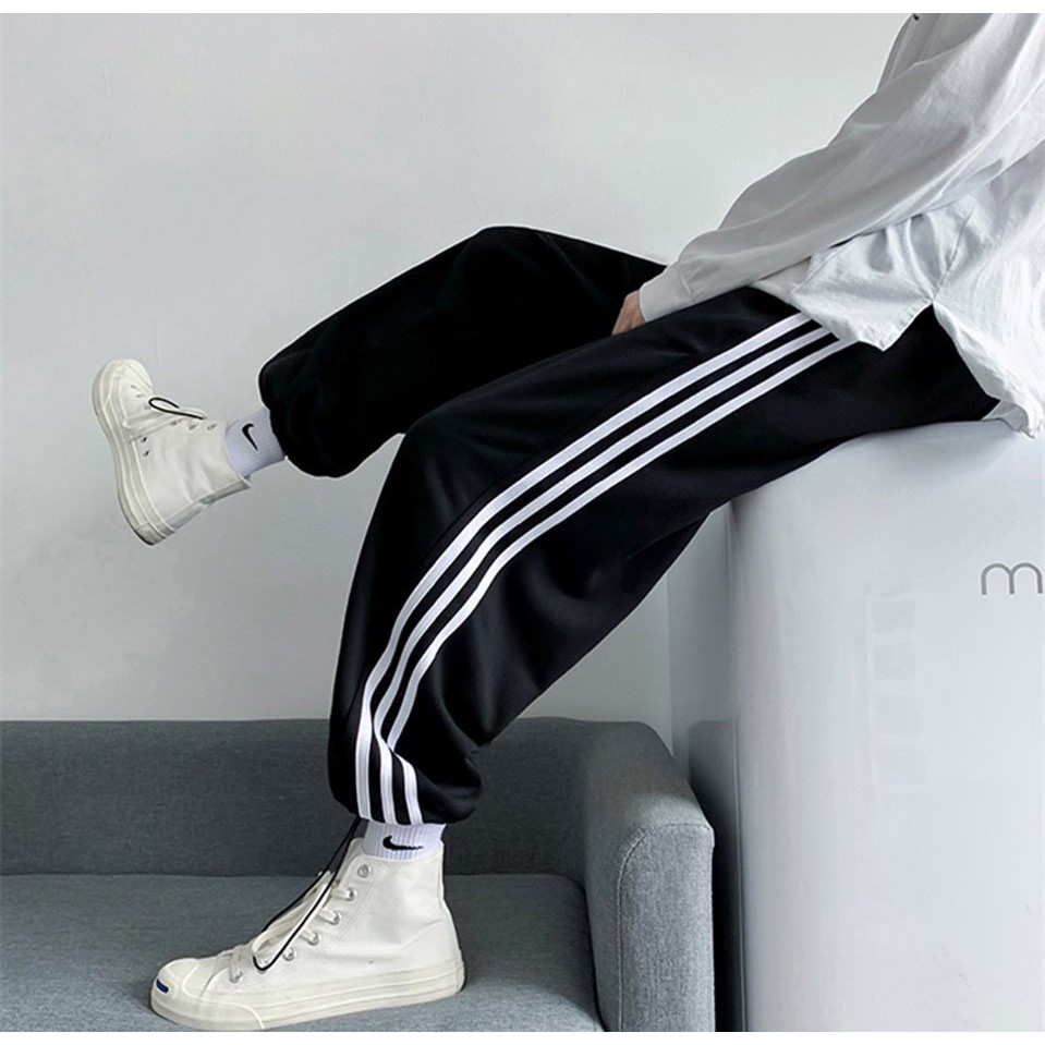 [ HÀNG ĐẸP ] Quần jogger BÓ CHUN RÚT GẤU 3 SỌC thể thao unisex nam nữ ống rộng hiphop | BigBuy360 - bigbuy360.vn