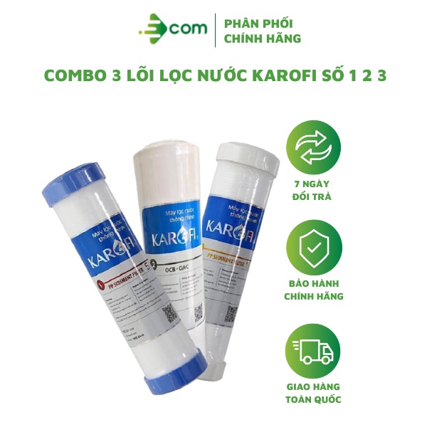 Combo 3 lõi lọc nước dùng cho máy Karofi Optimus Plus, Dòng N-e và máy O-H238 (PP 5 micron, CTO , PP 1 micron)