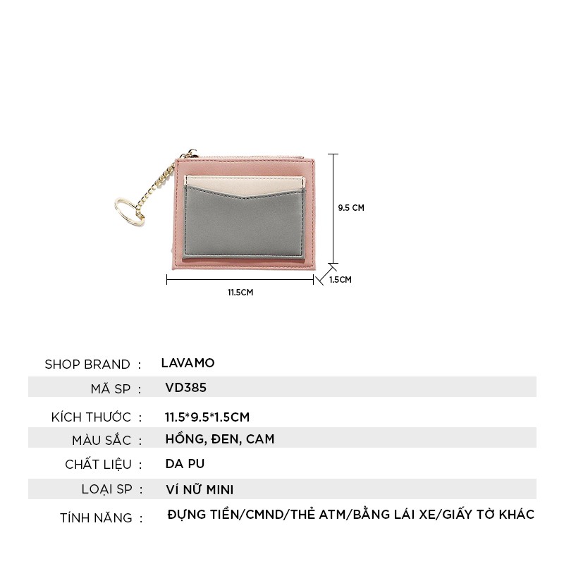 Ví nữ mini ngắn đẹp cầm tay thời trang cao cấp nhỏ gọn bỏ túi VD385