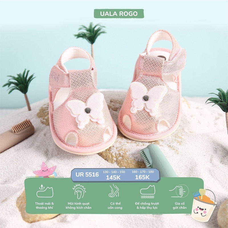 Dép tập đi Uala Rogo UR5520 cho bé gái mềm mại cao cấp