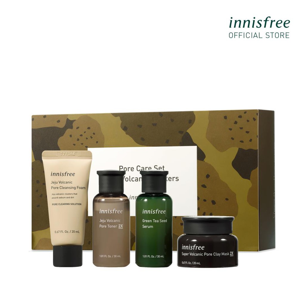 [COSINNI4 -10% ĐH350K]Bộ sản phẩm chăm sóc da và se khít lỗ chân lông innisfree Pore Care Set with Volcanic Clusters