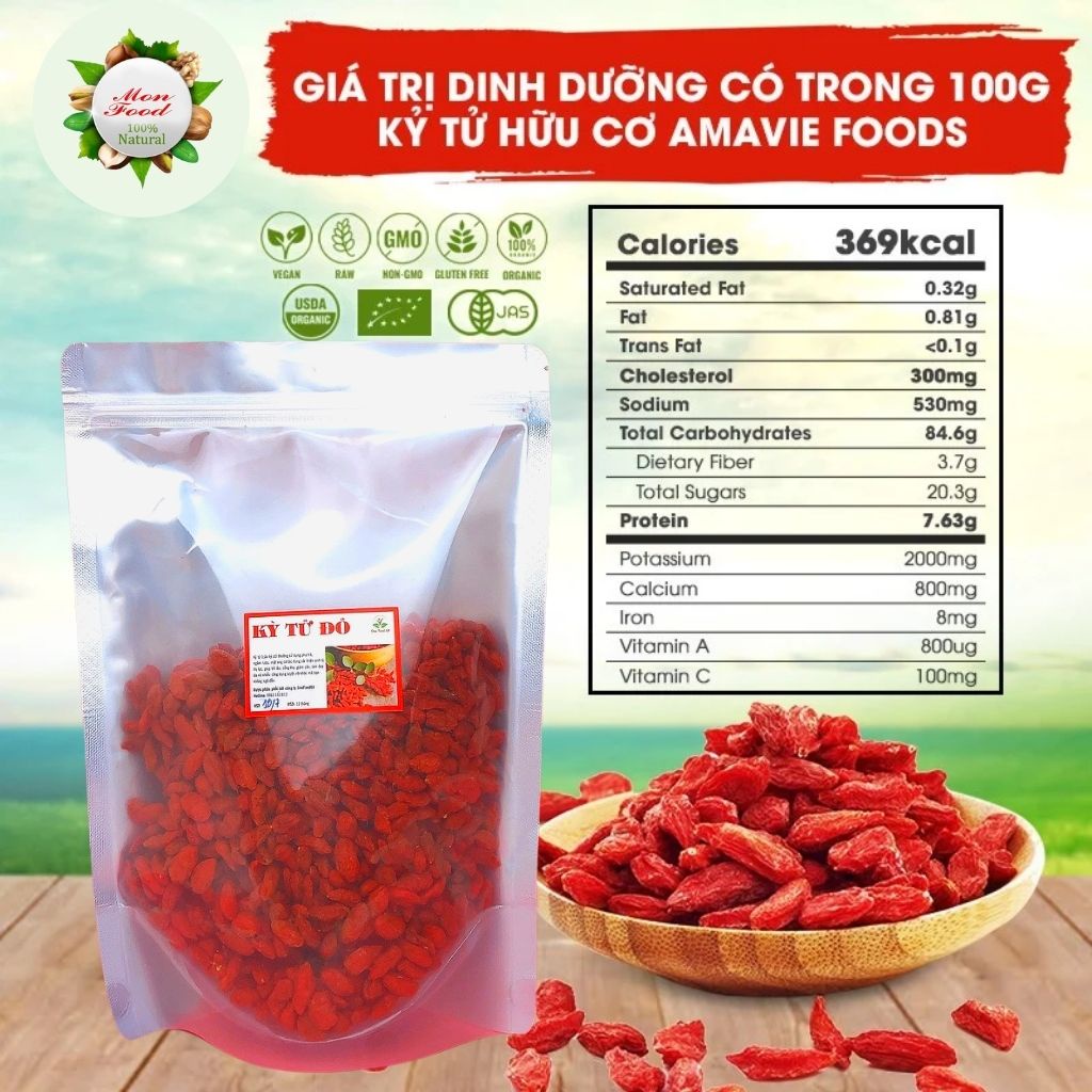 Kỷ Tử Đỏ Sấy Khô Hữu Cơ Loại 1, Câu Kỷ Tử Organic Giúp Đẹp Da, Giảm Cân, An Thần, Bổ Dưỡng, Tofood86