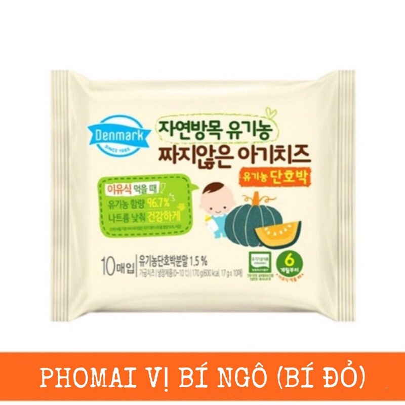 [Bán chạy] Phô mai tách muối hữu cơ Hàn Quốc 180gr (10 gói nhỏ) cho bé ăn dặm từ 6 tháng