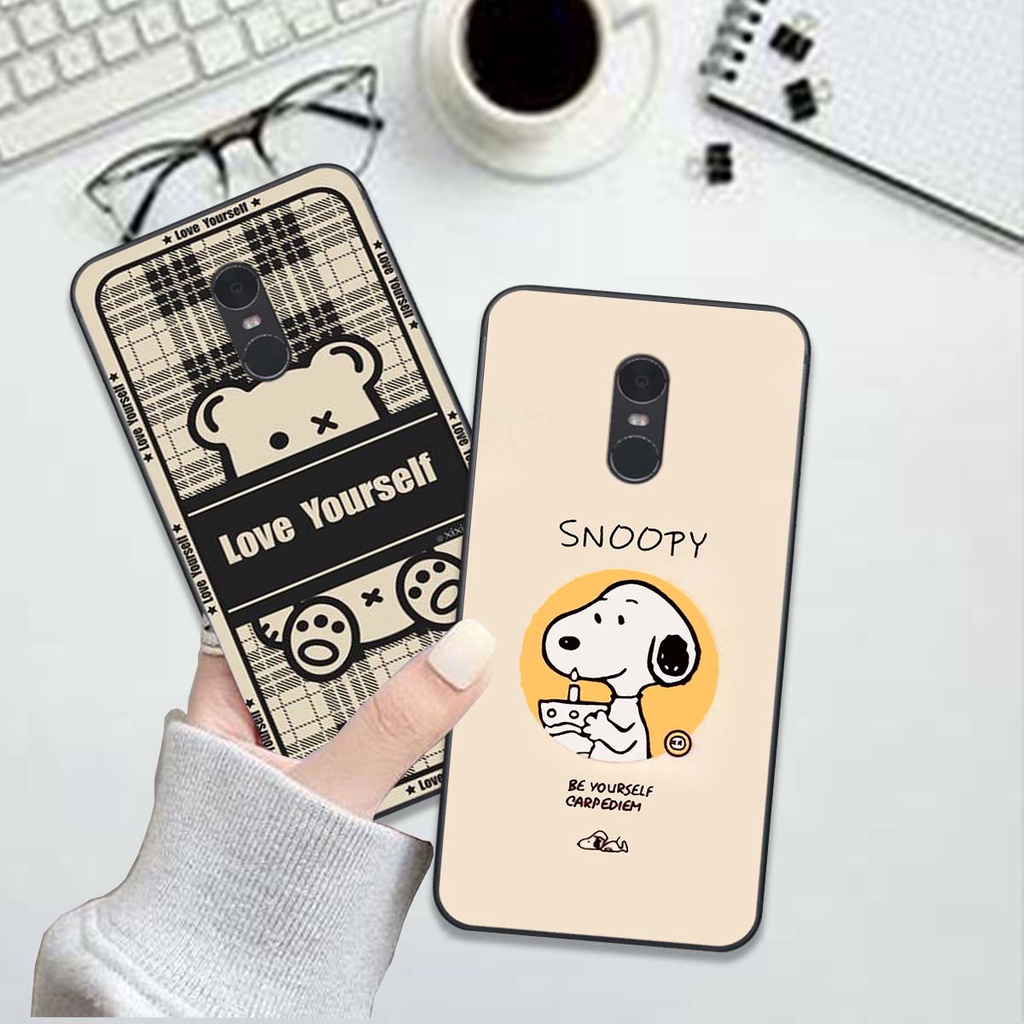 Ốp lưng điện thoại xiaomi redmi note 4 / redmi note 4x / redmi 5 plus in hình gấu bearbrick, snoopy