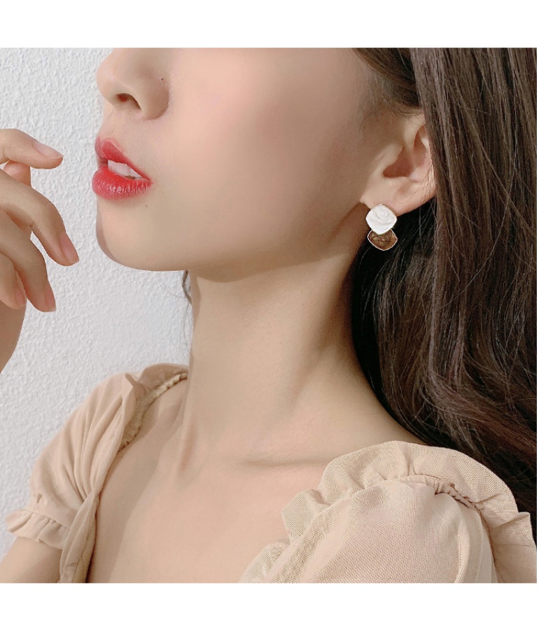 Khuyên tai bạc s925 kiểu dáng hình học đơn giản thời trang cho nữ