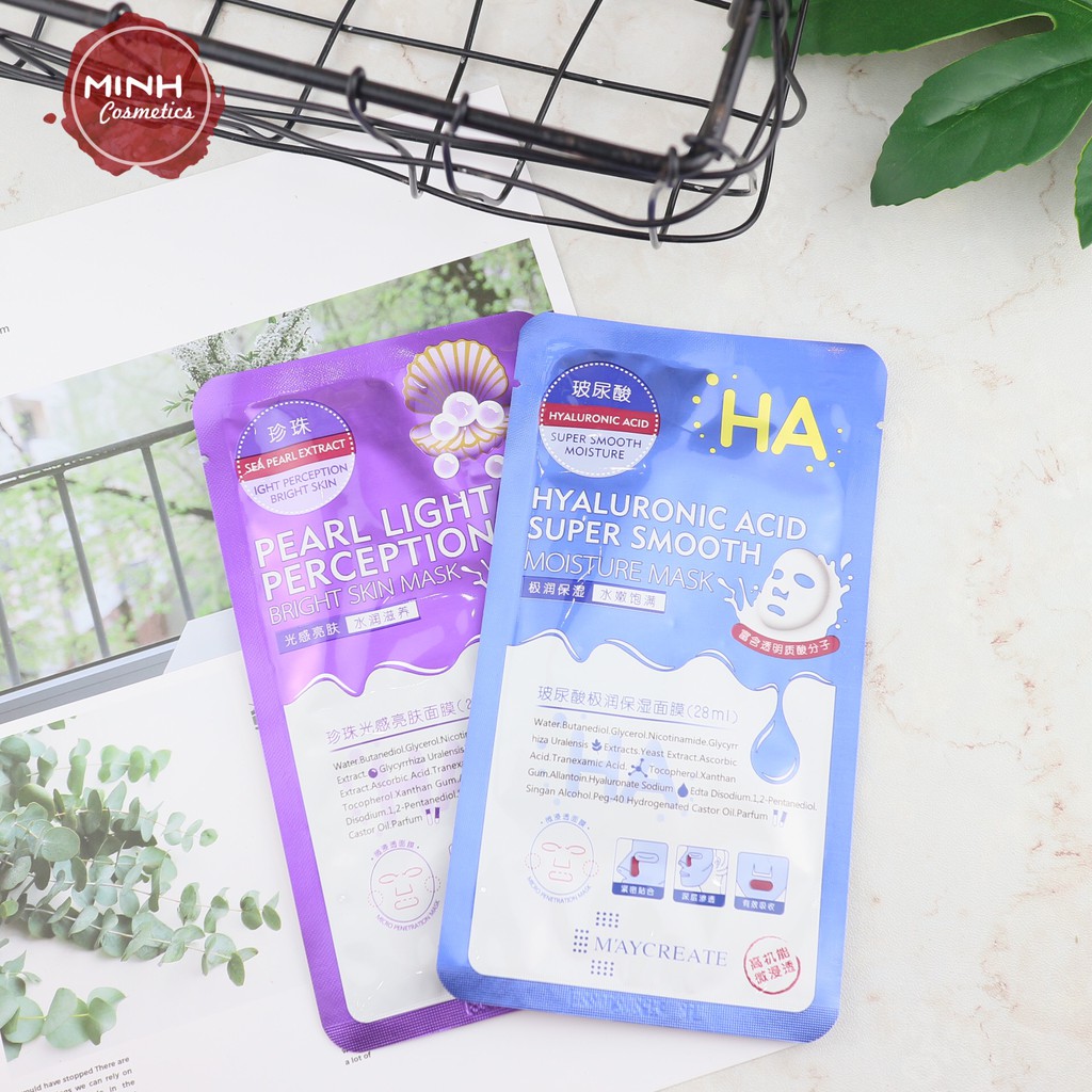 (Lẻ 1 Miếng)  Mặt Nạ TÍM M'aycreate HA Mask Hyaluronic Acid