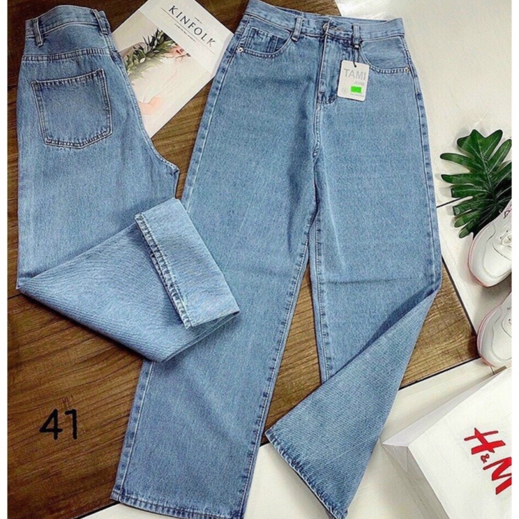 Quần Jeans Ống Rộng Màu xanh - Quần Ống Rộng Nữ Dáng Suông Jeans Lưng Cao Xưỡng May LT77 | BigBuy360 - bigbuy360.vn