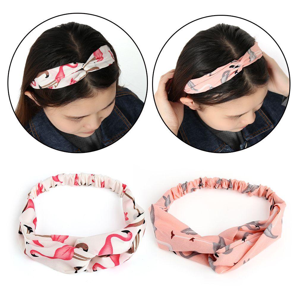 Băng Đô Turban Bản Rộng In Họa Tiết Chim Hồng Hạc Thời Trang Xuân Hè Cho Bé Gái