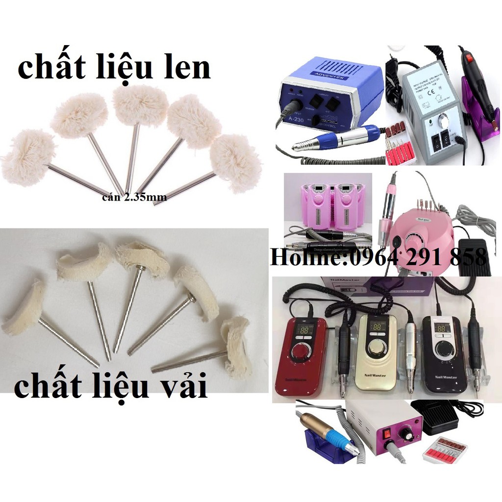 đầu đánh len hay vải bóng trang sức resin cán 2mm đầu đánh bóng 25mm dùng cho tất cả các loại máy mini