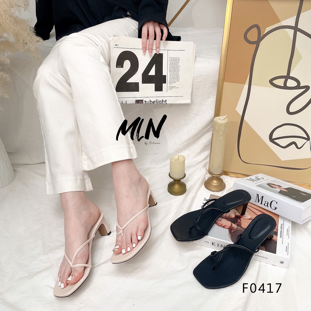 DÉP NỮ GÓT MÃNH 5P QUAI MÃNH XỎ NGÓN CHỮ X XOẮN F0417