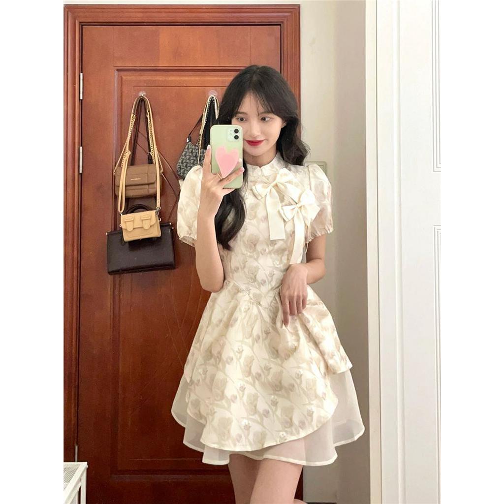 Đầm Hoa Tay Phồng Phong Cách Trung Hoa Thời Trang Mùa Hè Kiểu Mới 63855