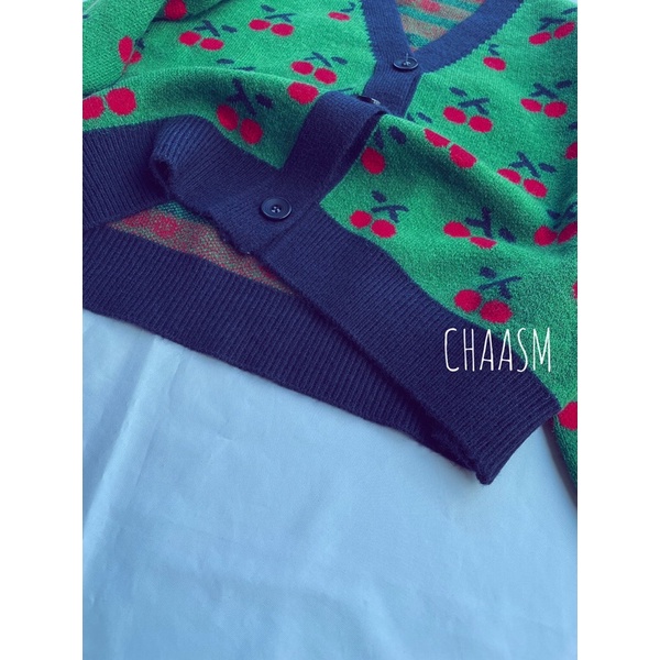 SẴN - áo croptop len hoạ tiết cherry