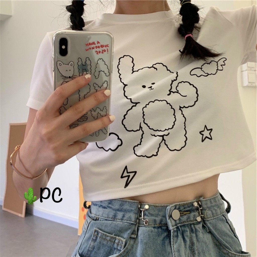 Áo thun croptop Gấu