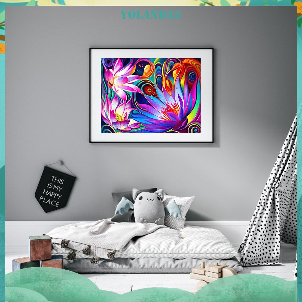 (canvas no printing)  Toàn Bộ Tranh Thêu Chữ Thập Họa Tiết Hoa Sen 11CT