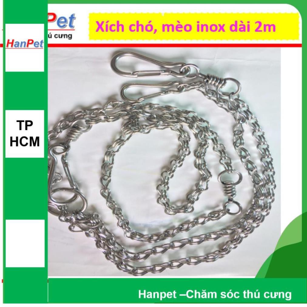 Hanpet.GV- size 1) Xích Inox chống gỉ, chống xoắn cho chó, mèo,xích mèo và chó nhỏ xích dài 1.4m (dùng cho chó &lt;10k