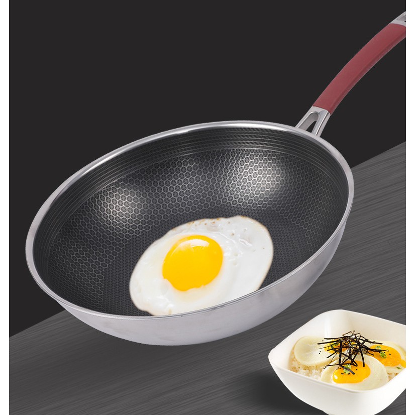 Chảo inox 304 vân tổ ong – Chảo 3 lớp cao cấp – Tìm mua chảo chống dính – Chảo dùng được tất cả các loại bếp