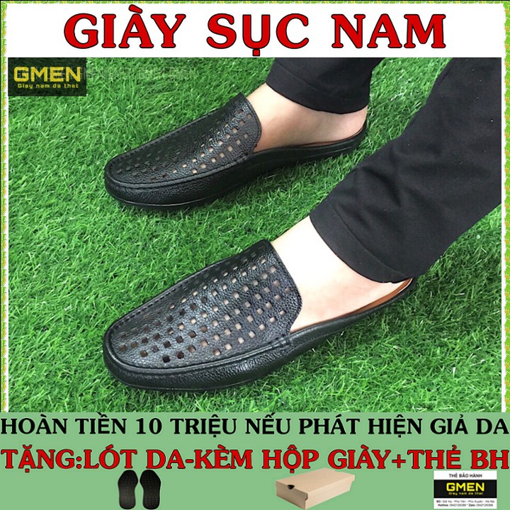 Giày sục nam da bò đục lỗ thoáng khí đế cao su êm chân T | WebRaoVat - webraovat.net.vn