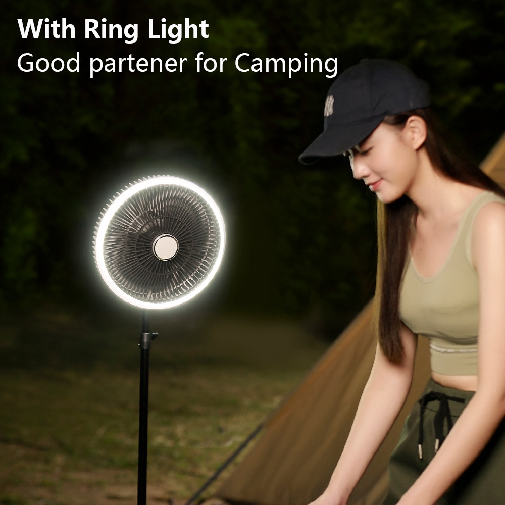 Quạt Đứng Không Dây Sạc Usb Kích Thước Lớn Có Thể Sạc Lại Kèm Đèn Tiện Dụng